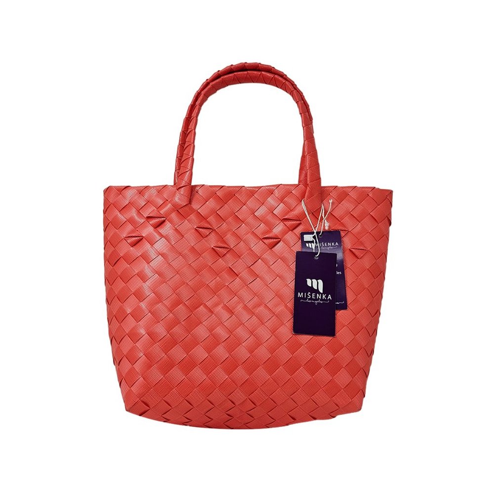 Misenka Handicrafts Philippine Bayong Coral Red Handy with Zipper Bag